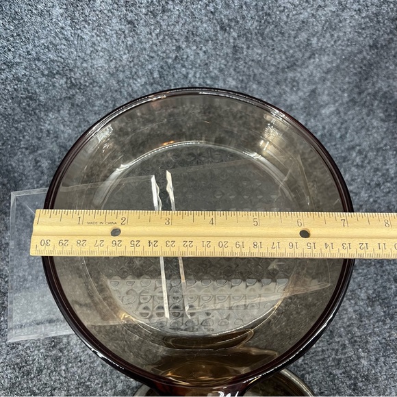 Corning Vision Ware Amber Waffle Bottom 7" Fry Pan Skillet w/ Pyrex Lid V-1.5-C - Picture 5 of 8